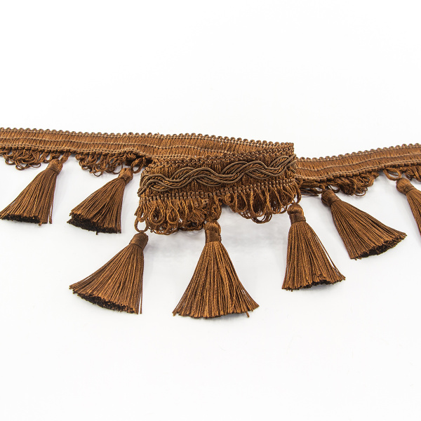 Тесьма с кисточками декоративная PASSAN цвет шоколадный. Арт BPK - 019-col.PE - 18
