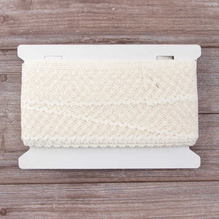 Мерсеризованное хлопковое кружево, 50 мм, цвет шампань. Арт 2040/72