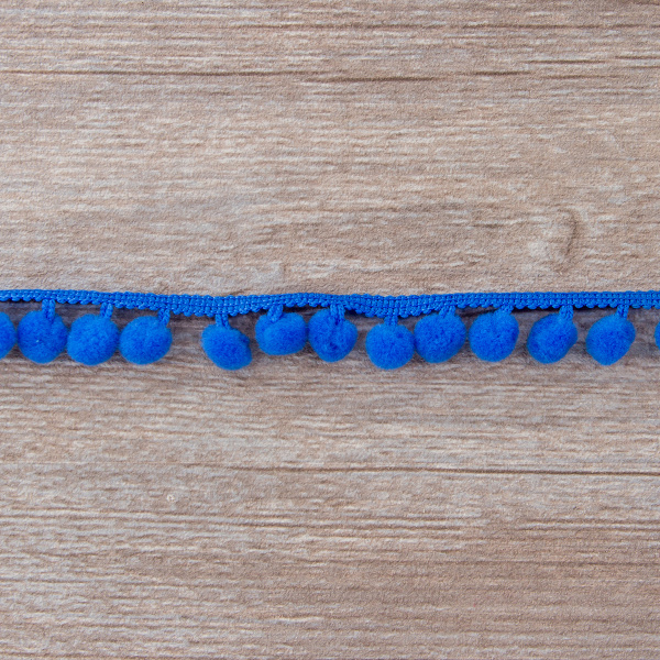 Тесьма с помпонами, диаметр 10 мм, цвет темно-синий. Арт PA-18-col.503