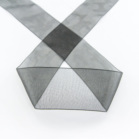 Лента органза SAFISA мини-рулон, 39 мм, 2 м, цвет 01, черный. Арт P00520-39мм-01          