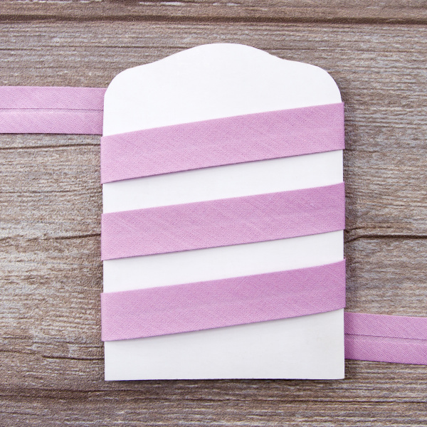 Косая бейка хлопок/полиэстер 20 мм, 25 м, цвет 127, светло-сиреневый. Арт 6120-20мм-127           