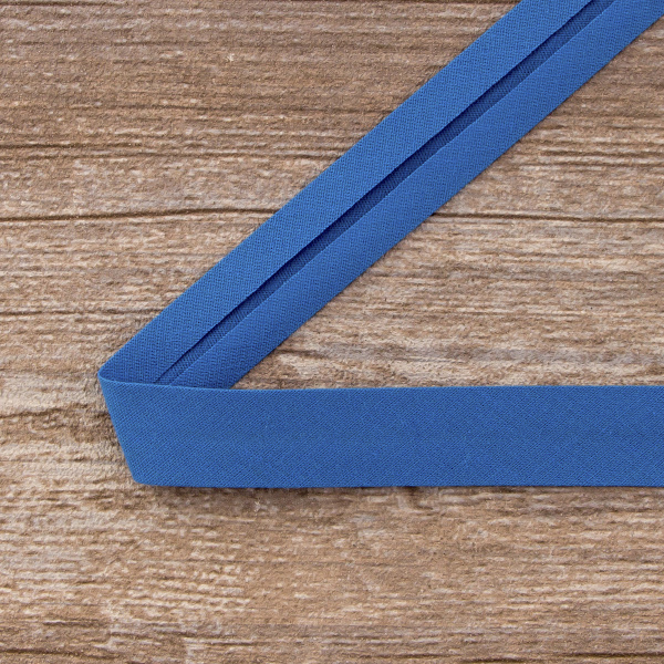 Косая бейка хлопок/полиэстер 20 мм, 25 м, цвет 42, голубой темный. Арт 6120-20мм-42            