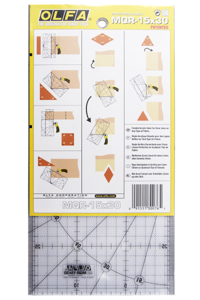 Линейка для пэчворка, градация в сантиметрах 15 х 30 см. Арт MQR-15x30               