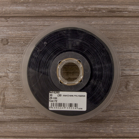 Косая бейка атласная 30 мм, 25 м, цвет 72, черно-синий. Арт 6260-30мм-72            