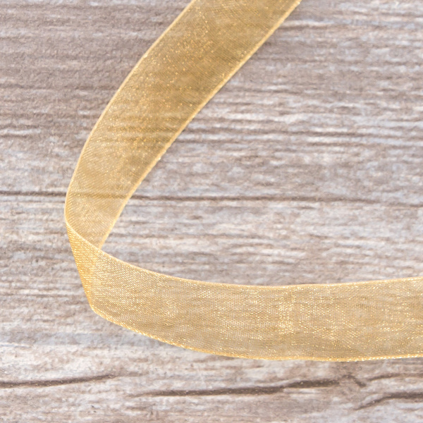 Лента органза SAFISA мини-рулон, 15 мм, 3,5 м, цвет 54, золотистый. Арт P00520-15мм-54          