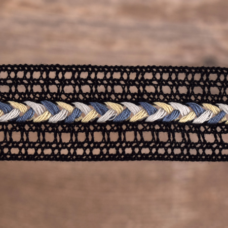 Мерсеризованное хлопковое кружево, 28 мм, цвет чёрный. Арт 2197/14