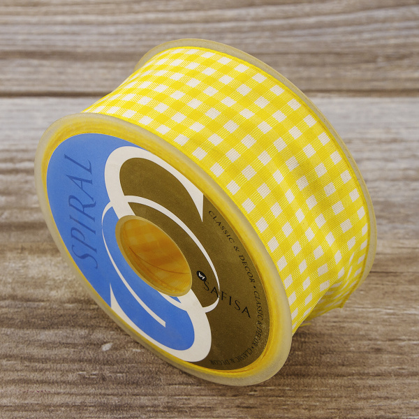 Лента с рисунком клетка SAFISA, 40 мм, 25 м, цвет 22, желтый. Арт 469-40мм-22             