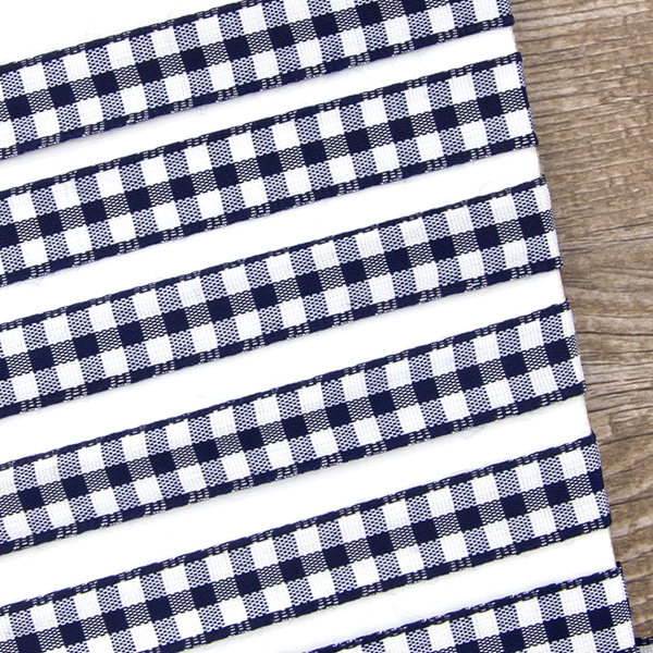 Лента с рисунком клетка SAFISA, 11 мм, 25 м, цвет 15, темно-синий. Арт 469-11мм-15             