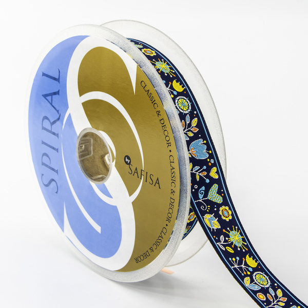 Лента жаккард SAFISA, 25 мм, 15 м, цвет 02. Арт 9218-25мм-02