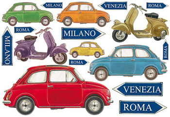 Бумага упаковочная "Модель автомобиля", рисовая, 48 х 33 см. Арт DFS205                  