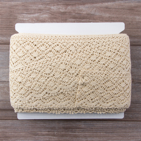 Мерсеризованное хлопковое кружево, 80 мм, цвет экрю. Арт 2231/58