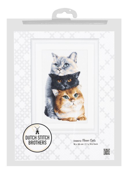 Набор для вышивания "Три кота", канва лён 28 ct. Арт DSB012L