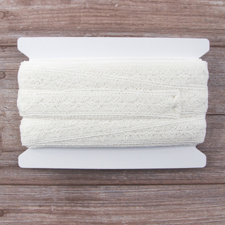 Мерсеризованное хлопковое кружево, 35 мм, цвет белый. Арт 2223/01