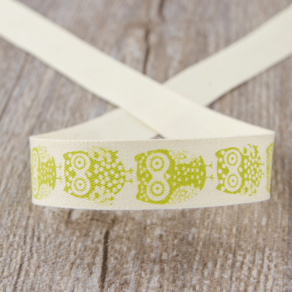 Лента хлопковая на картонной мини-катушке "Совы". Арт VR15.057