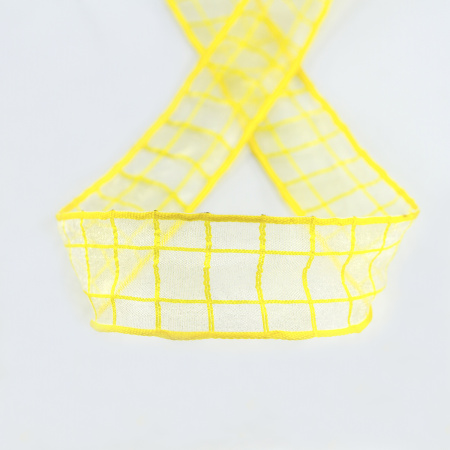 Лента органза с рисунком SAFISA, 25 мм, 15 м, цвет 01, желтый. Арт 25212-25-01              