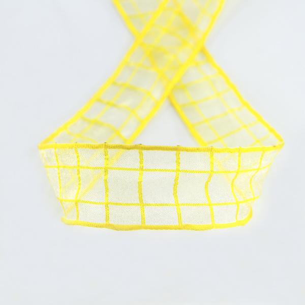 Лента органза с рисунком SAFISA, 25 мм, 15 м, цвет 01, желтый. Арт 25212-25-01              