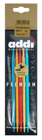 Спицы, чулочные, сверхлегкие addiColibri, №6, 15 см. 5 шт. Арт 204-7/6-15