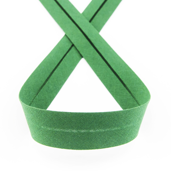 Косая бейка хлопок, 20 мм, 25 м, цвет 25, цвет зеленый. Арт 6600-20мм-25