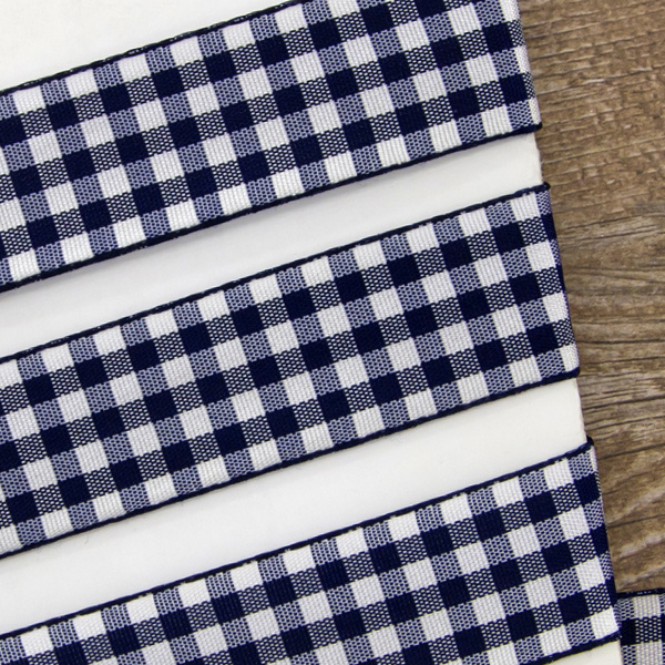 Лента с рисунком клетка SAFISA, 25 мм, 25 м, цвет 15, темно-синий. Арт 469-25мм-15             