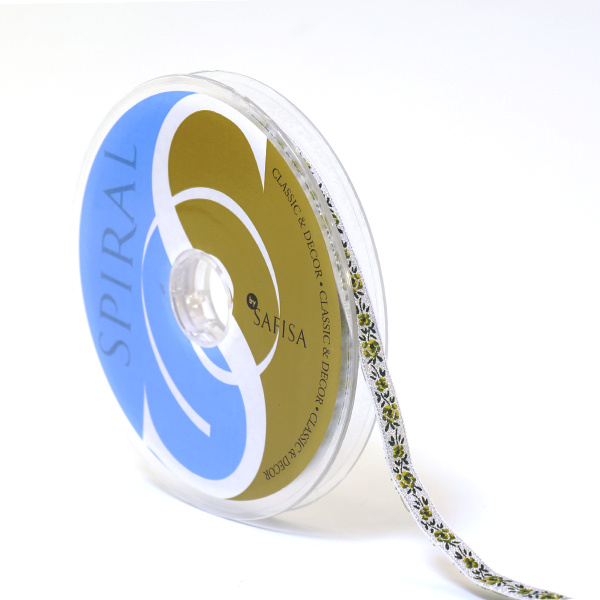 Лента жаккардовая с люрексом SAFISA, 10 мм, 15 м, цвет 08. Арт 9212-10мм-08