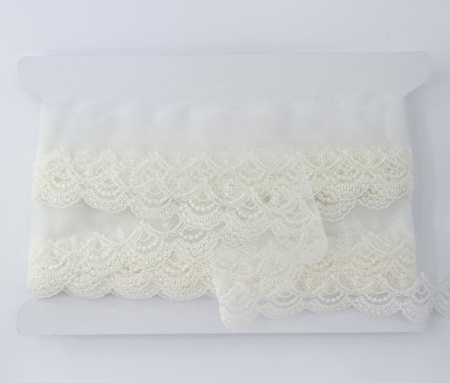 Кружево-вышивка на тюле, 22 мм, 13,5 м. Арт 41703/01