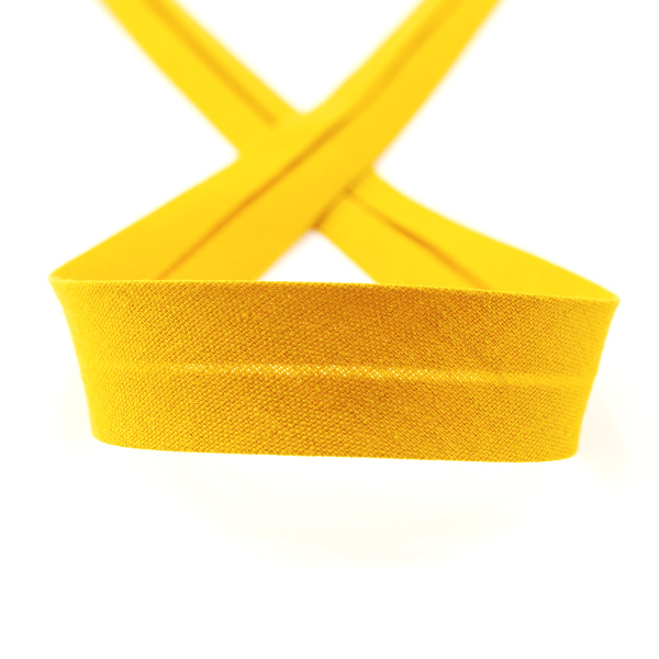 Косая бейка хлопок/полиэстер 20 мм, 25 м, цвет 105, ярко-желтый. Арт 6120-20мм-105           