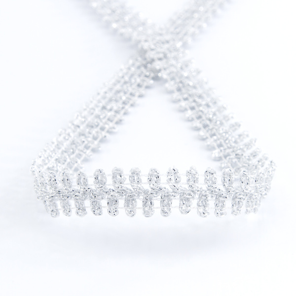 Тесьма SPIRAL ( SAFISA) тип отделочная, арт.25320-14 мм, 15 м, цвет 102, серебряный. Арт 25320-14мм-102