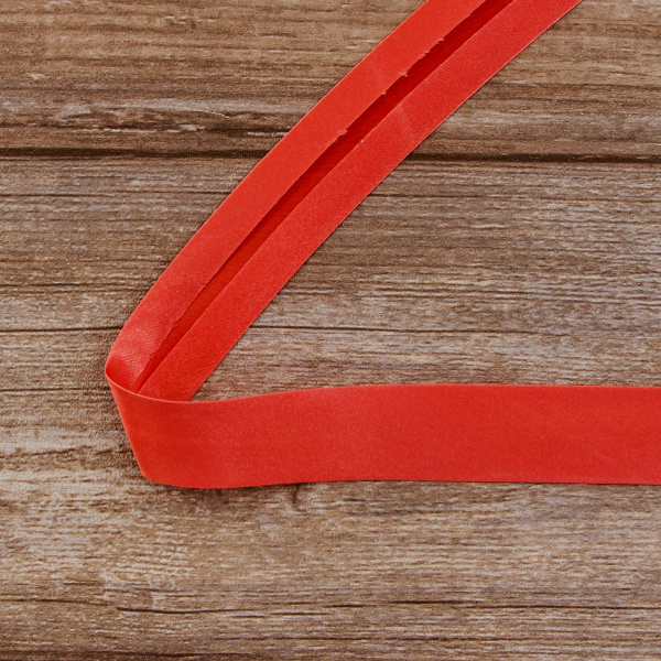 Косая бейка атласная 30 мм, 25 м, цвет 59, коралловый. Арт 6260-30мм-59            