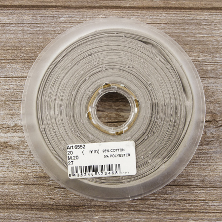 Косая бейка хлопок, 20 мм, 20 м, цвет 27, цвет светло-серый. Арт 6552-20мм-27