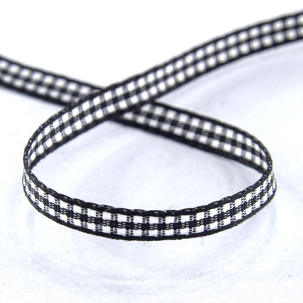 Лента с рисунком клетка SAFISA, 6 мм, 25 м, цвет 01, черный. Арт 466-06мм-01             