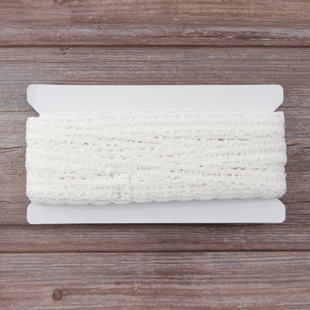 Мерсеризованное хлопковое кружево, 22 мм, белый. Арт 2151/01