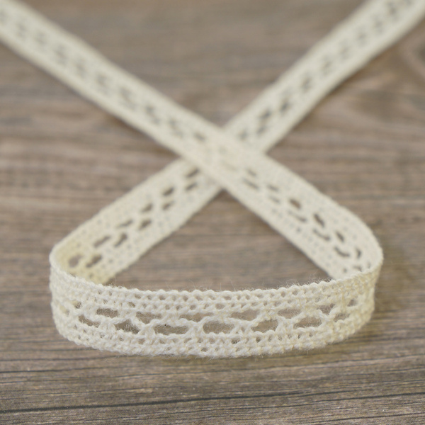 Кружево хлопковое на картонной катушке, цвет кремовый. Арт VL08.034C