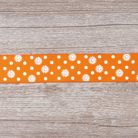 Лента репсовая SAFISA с напечатаным рисунком, 25 мм, 15 м, цвет 61, алый. Арт 25313-25мм-61