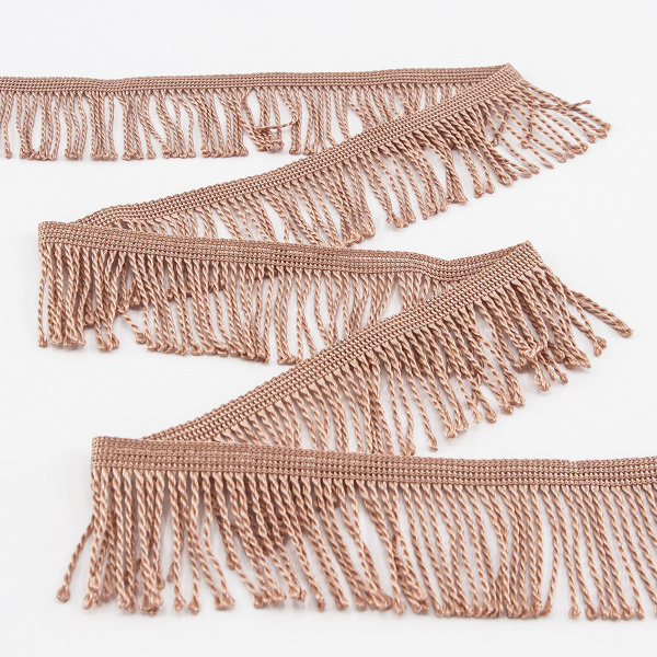 Бахрома витая, 60 мм, цвет розово-коричневый светлый. Арт PP-60 col.709