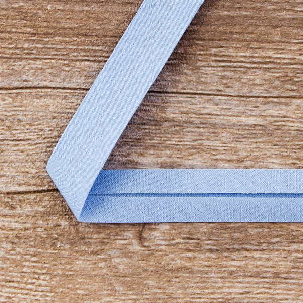 Косая бейка хлопок/полиэстер 20 мм, 25 м, цвет 65, серо-голубой. Арт 6120-20мм-65            