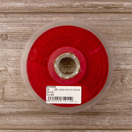 Косая бейка атласная 20 мм, 25 м, цвет 84, вишневый. Арт 6260-20мм-84            