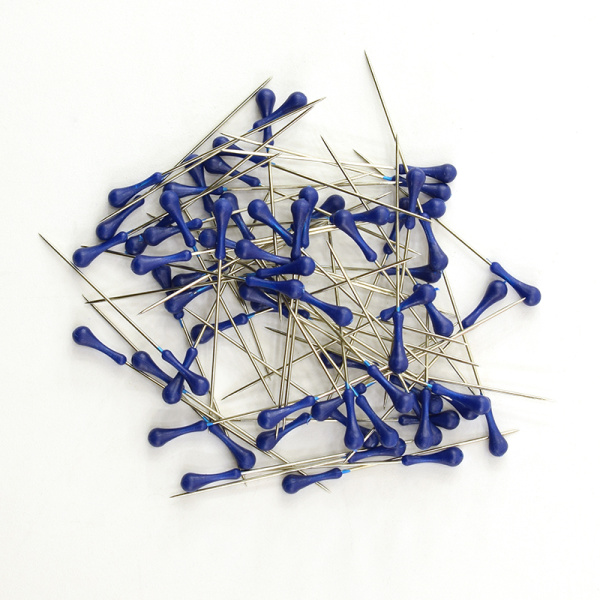 Булавки портновские с фигурными головками, 42 мм, 60 шт, цвет синий. Арт 721