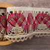 Мерсеризованное хлопковое кружево, 55 мм, цвет молочно-белый/бежевый/бордо. Арт 1854/D4