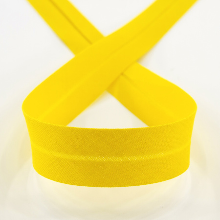 Косая бейка хлопок/полиэстер 20 мм, 25 м, цвет 32, желтый. Арт 6120-20мм-32            