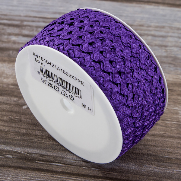 Тесьма PEGA тип вьюнчик, сиреневый, 6,4 мм. Арт 841510421A1603