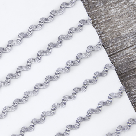 Тесьма PEGA тип вьюнчик, жемчужно-серый, 6,4 мм. Арт 841510421A1001