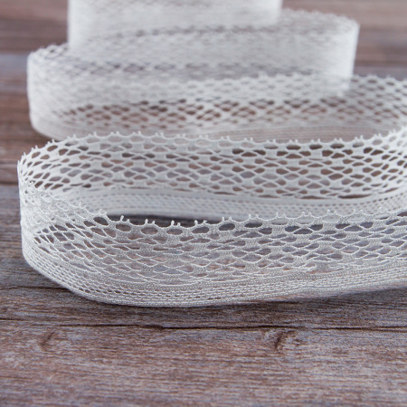 Мерсеризованное хлопковое кружево, 35 мм, цвет белый. Арт 2011/01