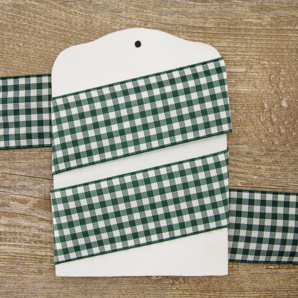 Лента с рисунком клетка SAFISA, 40 мм, 25 м, цвет 43, темно-зеленый. Арт 469-40мм-43             