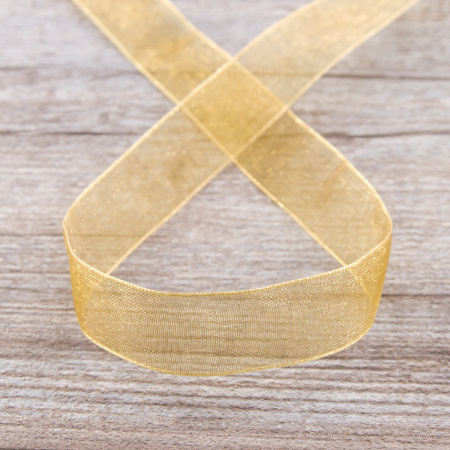 Лента органза SAFISA мини-рулон, 15 мм, 3,5 м, цвет 54, золотистый. Арт P00520-15мм-54          