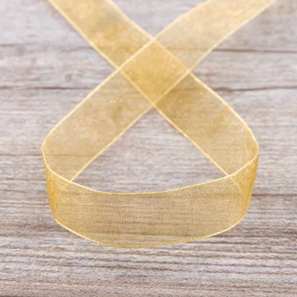 Лента органза SAFISA мини-рулон, 15 мм, 3,5 м, цвет 54, золотистый. Арт P00520-15мм-54          