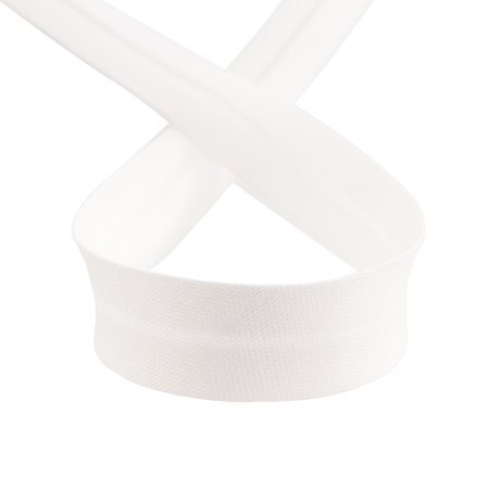 Косая бейка хлопок, 20 мм, 20 м, цвет 02, цвет белый. Арт 6570-20мм-02    