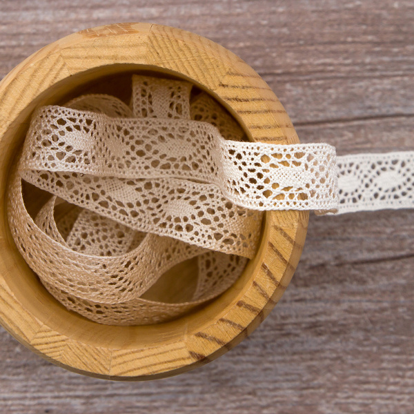 Мерсеризованное хлопковое кружево, 16 мм, шампань. Арт 2109/72