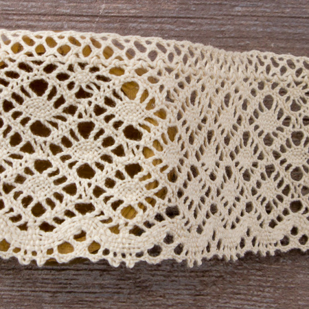 Мерсеризованное хлопковое кружево, 80 мм, цвет экрю. Арт 2231/58