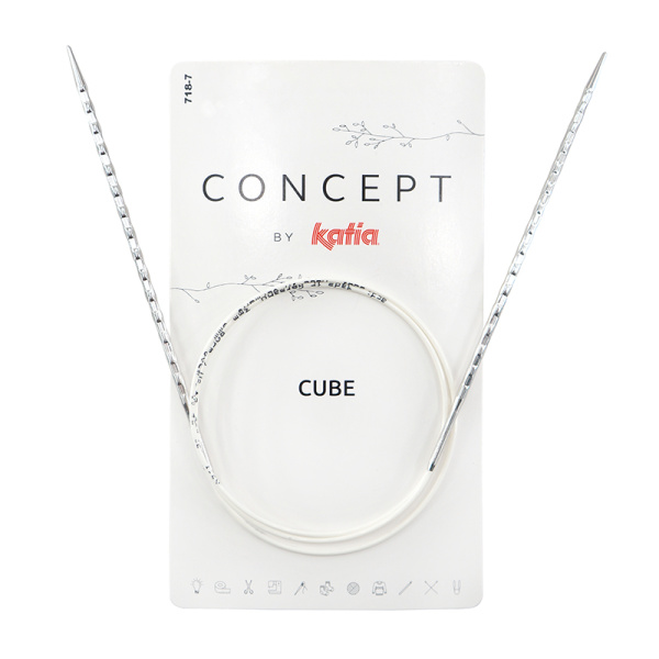 Спицы металлические круговые супергладкие c квадратным кончиком CONCEPT BY KATIA Cube №6,5, 80 см. Арт 718-7/6.5-80