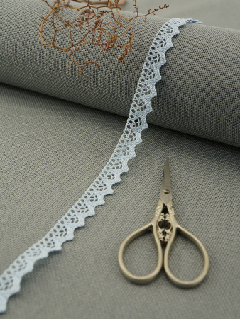 Кружево плетеное, 12 мм, цвет голубой, 100% хлопок, 5 м. Арт K-5004-267